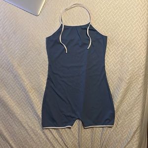 A blue and white romper